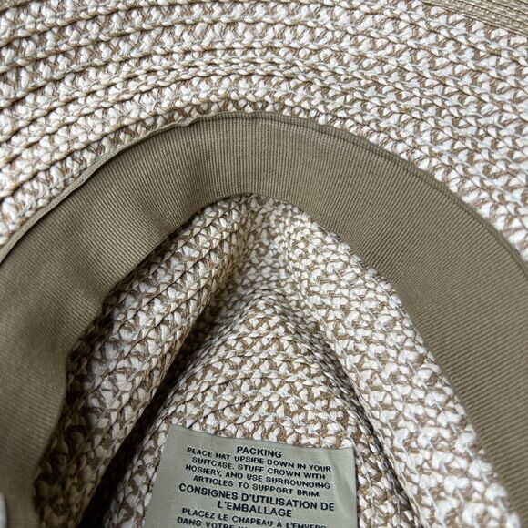 Eric Javits Squishee Woven Fedora Hat Beige UPF 50+ Packable Luxury Beach - Picture 6 of 7